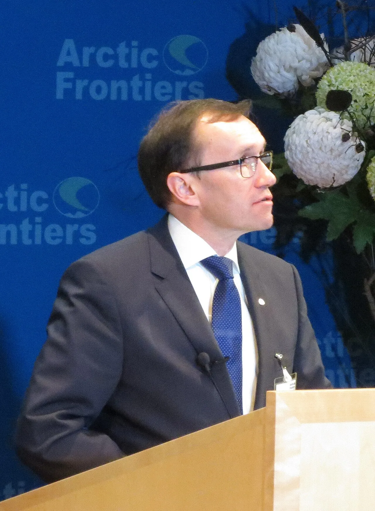 Noors minister van Buitenlandse Zaken Espen Barth Eide tijdens een toespraak.