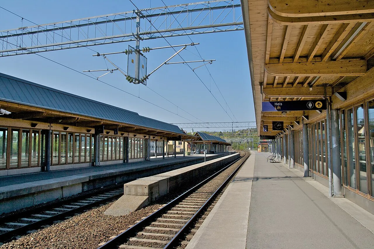 Station Skøyen in Oslo, waar de signaalstoring het treinverkeer stillegde.