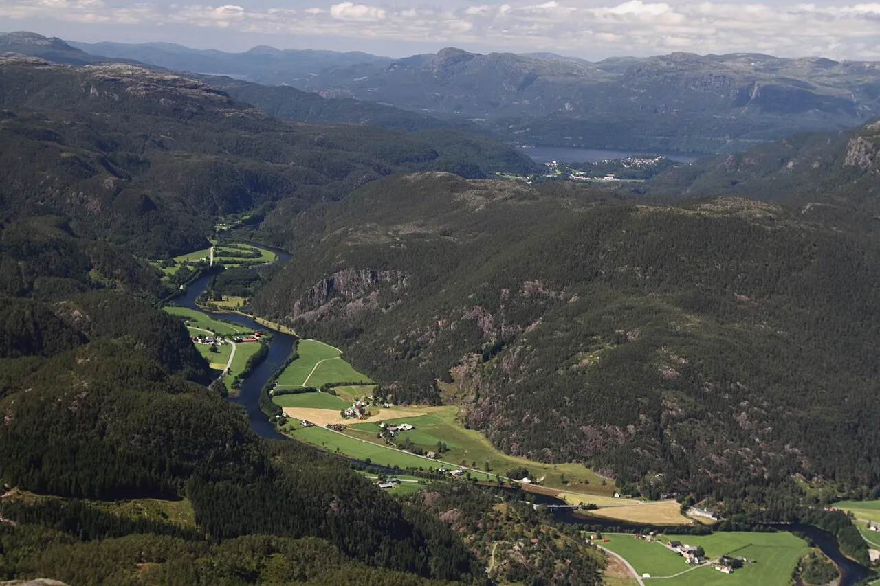 De vallei van Suldal in Rogaland, Noorwegen