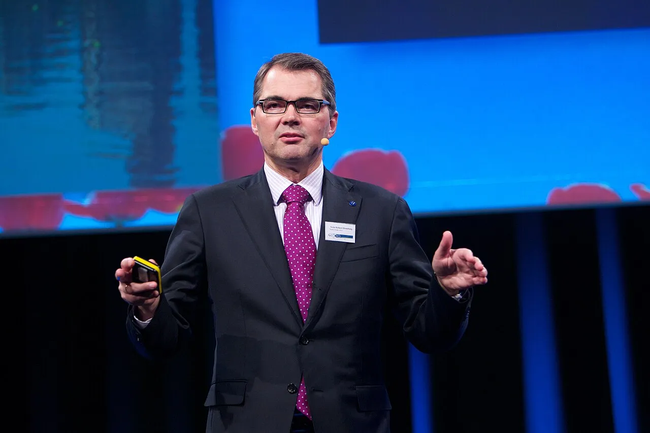 Svein Richard Brandtzæg, voorzitter van de Etikkraad van het oliefonds, tijdens een conferentie